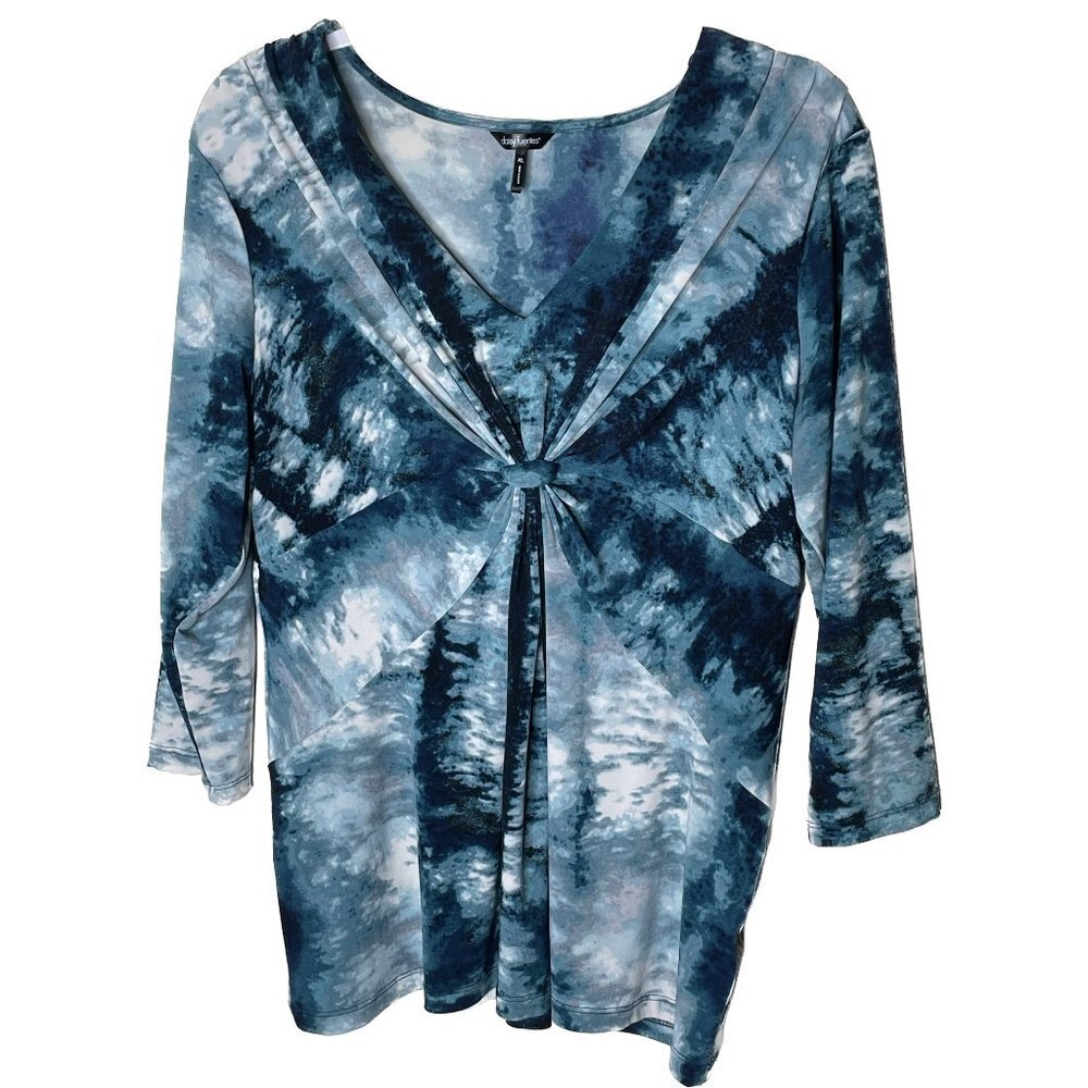 Daisy Fuentes Blue Tie Dye Blouse Size XL